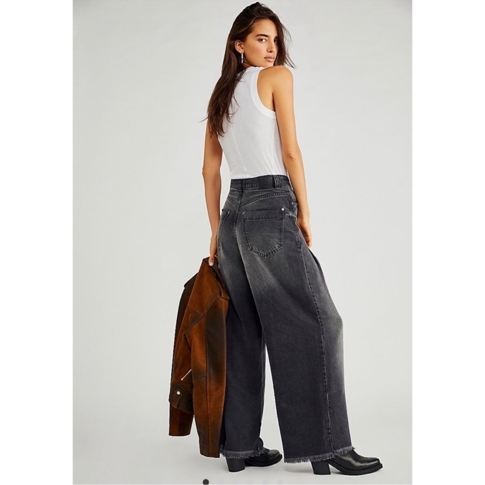 NWT Free People Old West Wide-Leg Slouchy Jeans Black 29 - Picture 9 of 14